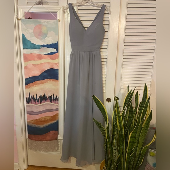 kennedy blue Dresses & Skirts - Kennedy Blue Steel Gray Bridesmaid’s Dress Evening Gown w/ Slit